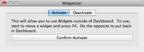 Widgetizer 1.0 : Main window