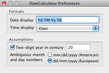 Date Calculator 2.0 : Preferences
