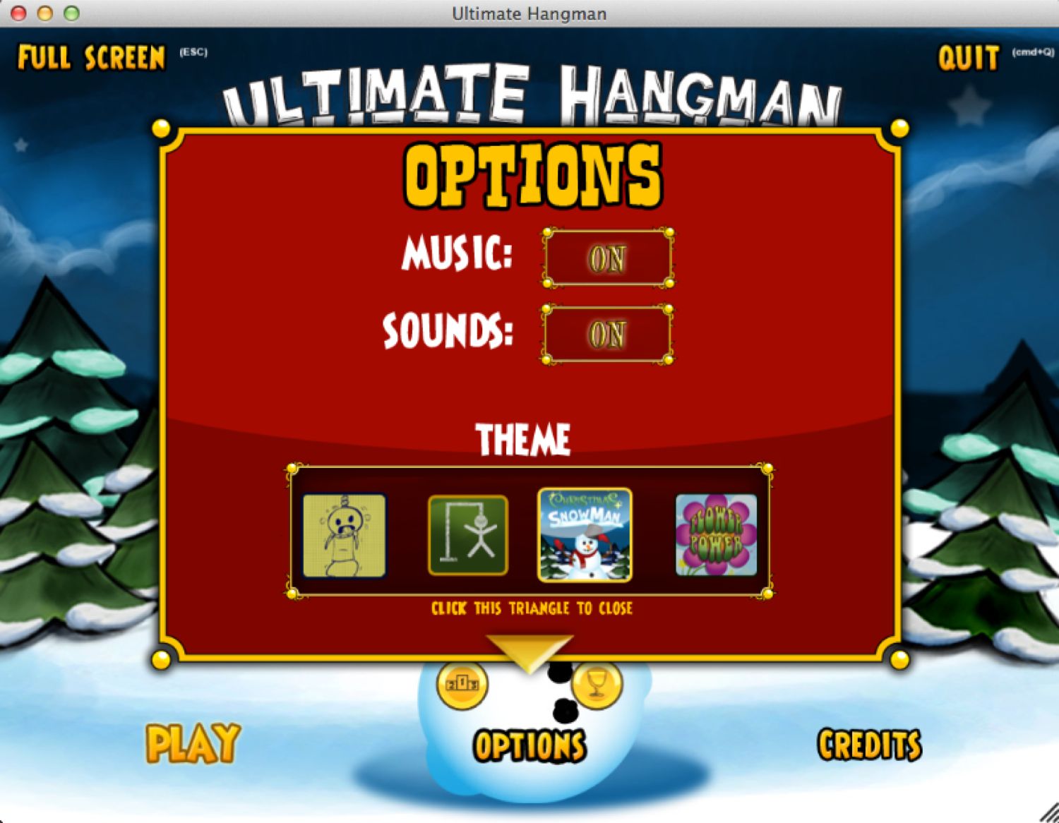 Ultimate Hangman 1.0 : Options Menu