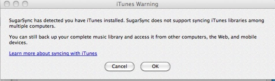 iTunes warning