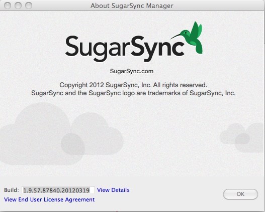 SugarSync Manager 1.9 : About window