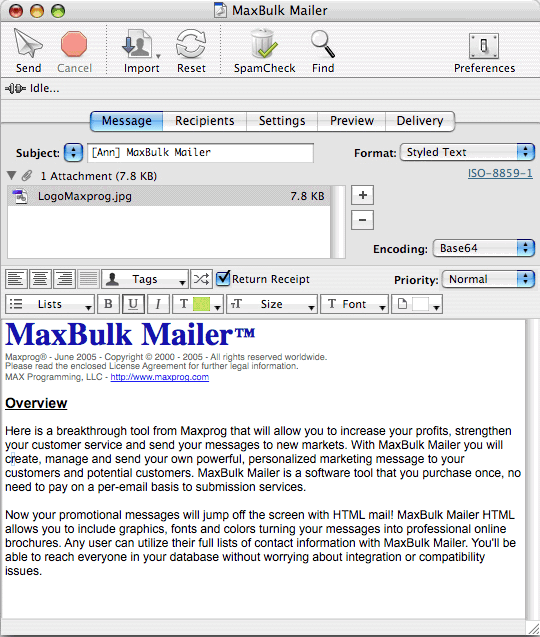 MaxBulk Mailer 8.2 : User Interface