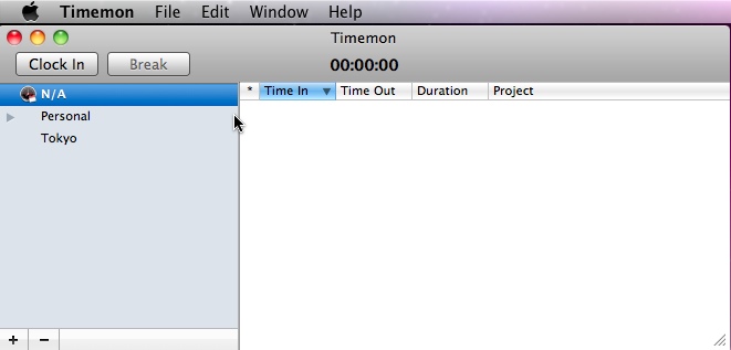 TimeMon 0.9 : Main window