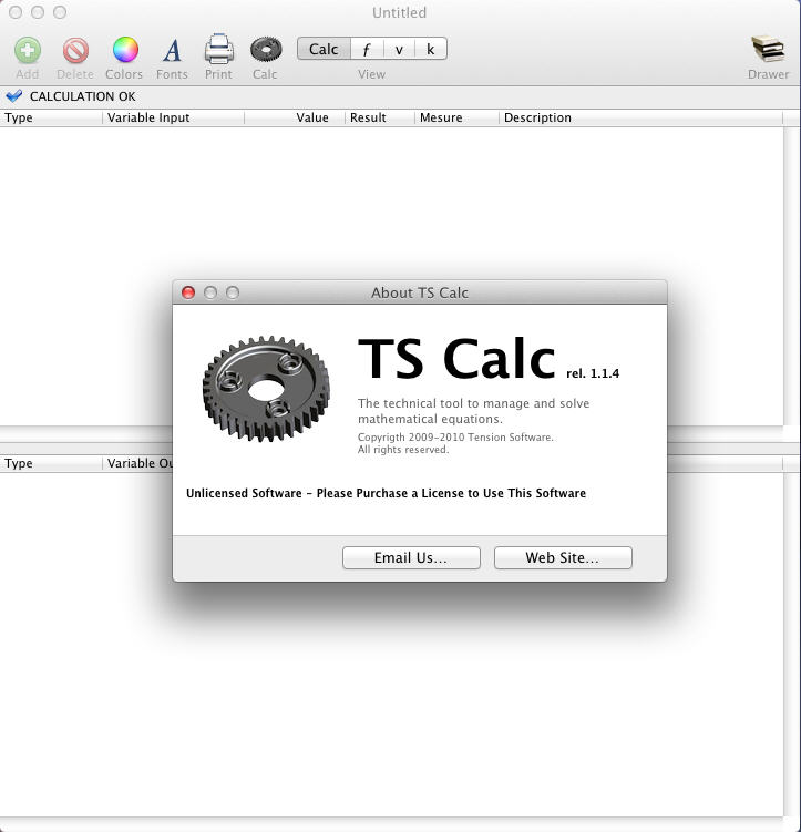 TS Calc 1.1 : Main Window