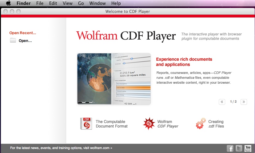 Wolfram CDF Player 8.0 : Main Window