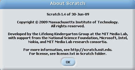 Scratch 1.4 : About window