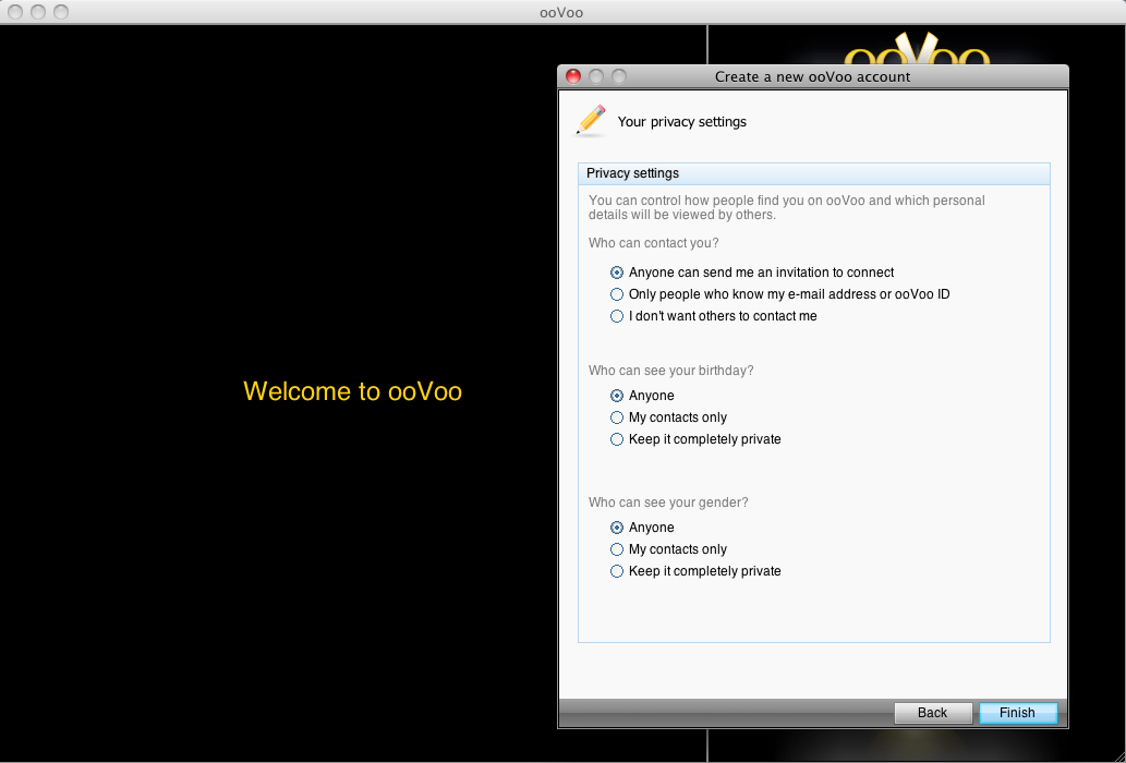 ooVoo 3.0 : Account: Privacy