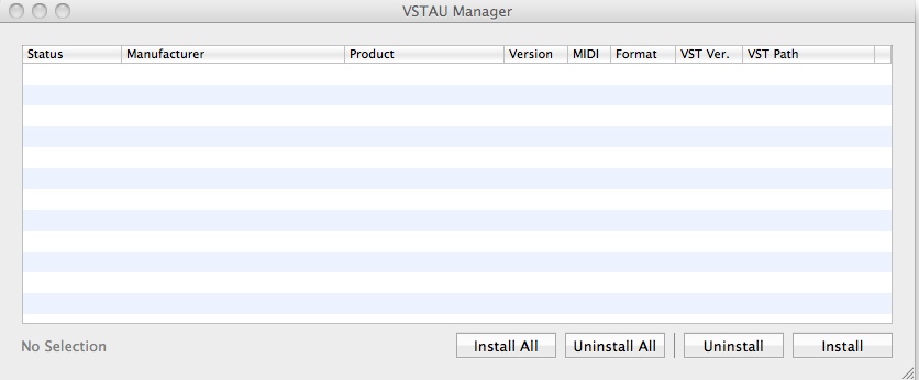 VSTAU Manager 0.2 : Main window