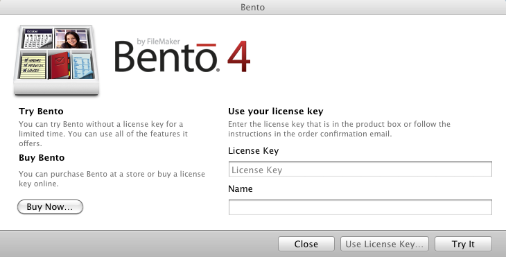 Bento - Personal Database 4.0 : License Information