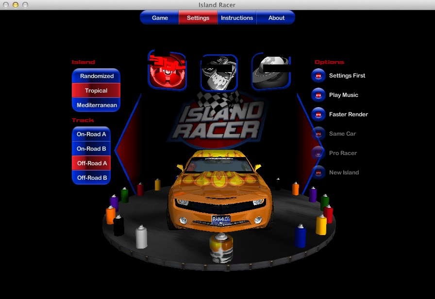 Island Racer 2.5 : Main menu