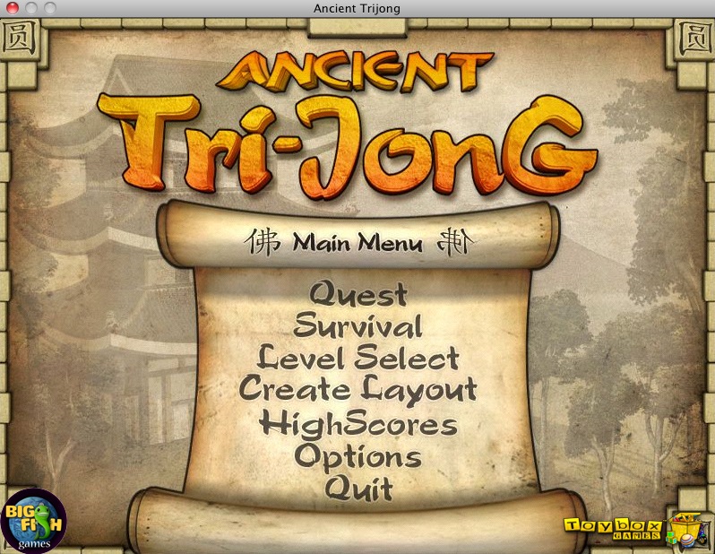 Ancient TriJong 1.0 : Main menu