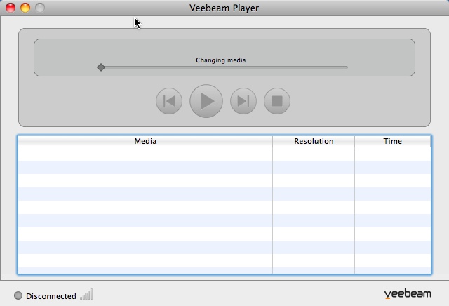 Veebeam Player 1.0 : Main window