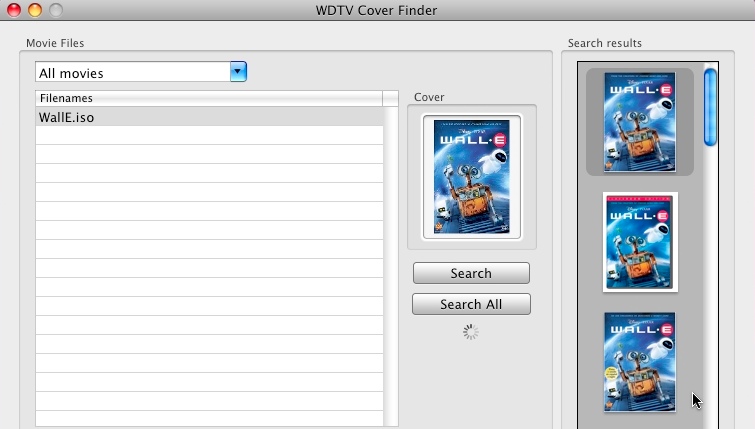 WDTV Cover Finder 0.2 : Main window