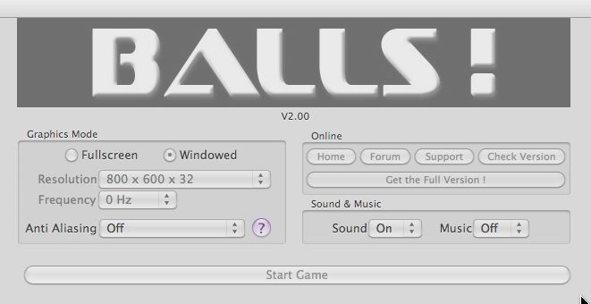 BallsTrial 2.0 : Main window