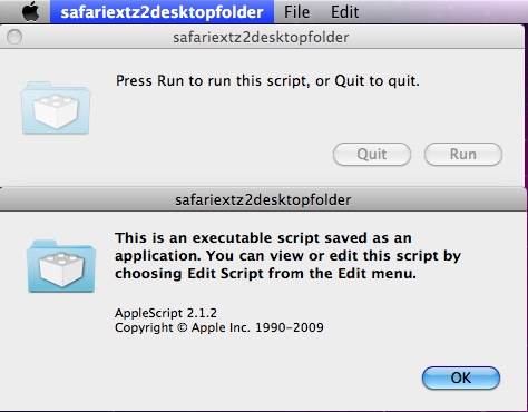 safariextz2desktopfolder 1.1 : Main window