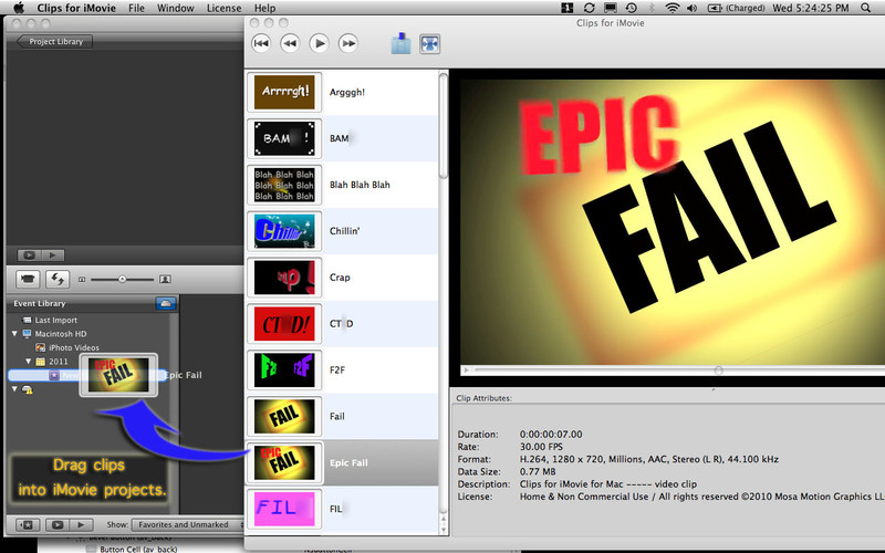 Clips for iMovie 1.1 : Clips for iMovie screenshot