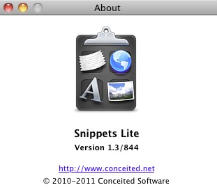 Snippets Lite 1.3 : About window