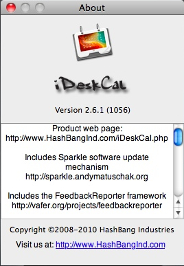 iDeskCal 2.6 : About