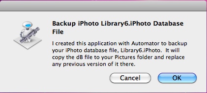 iPhoto dB File Backup 1.0 : Main window