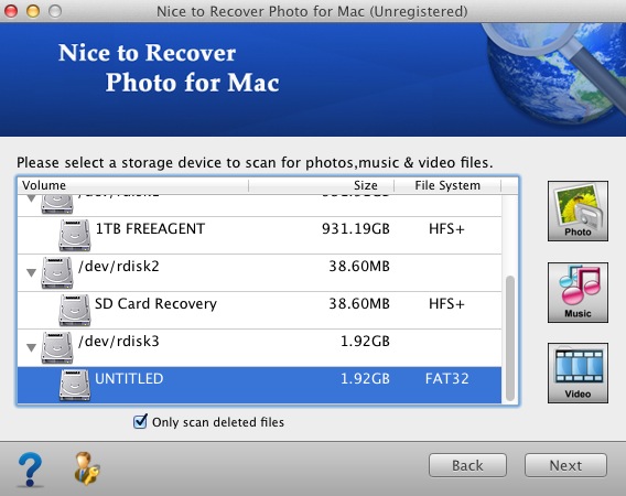 Nice to Recover Photo for Mac 2.3 : Drives