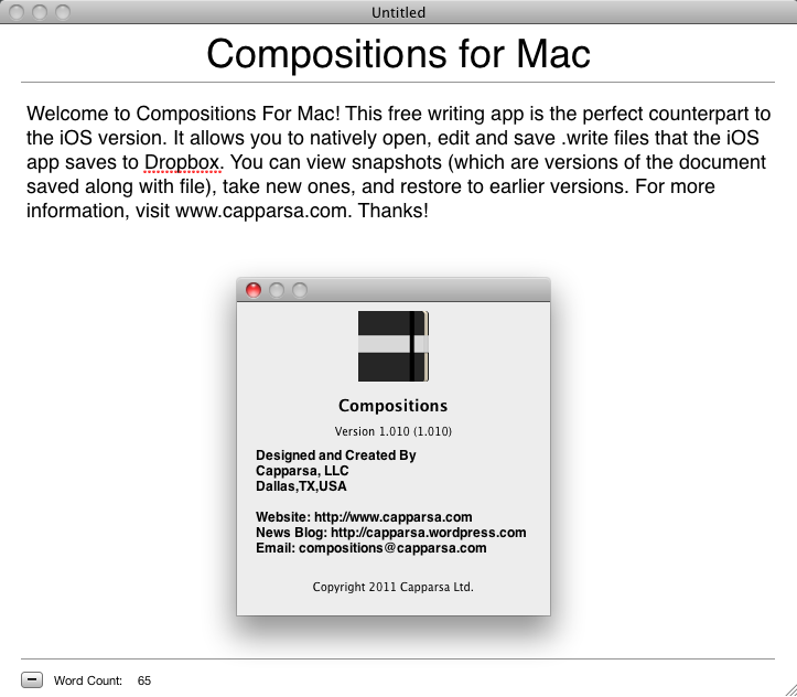 Compositions 1.0 : Main Window + About