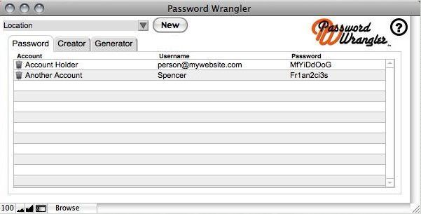 PasswordWrangler 1.0 : General view