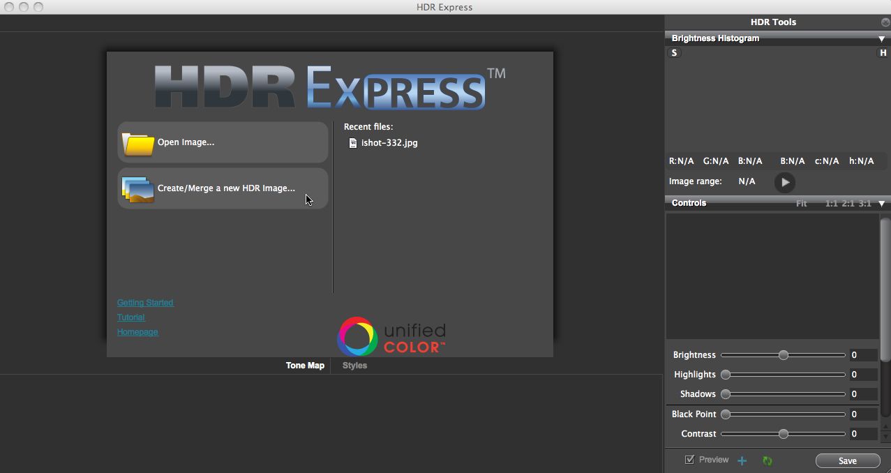 HDR Express 1.1 : Main Window
