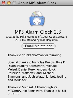MP3 Alarm Clock 2.3 : About window