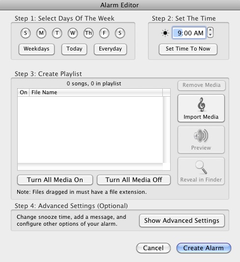 MP3 Alarm Clock 2.3 : Alarm editor
