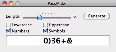 PassMaker 1.0 : Main Window