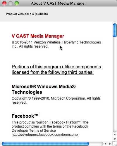 Verizon V CAST Media Manager 1.5 : Main window