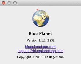 Blue Planet 1.1 : About window