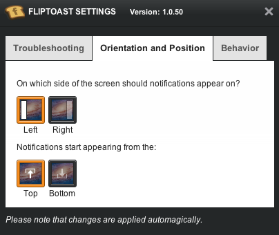 fliptoast 1.0 : Program Settings