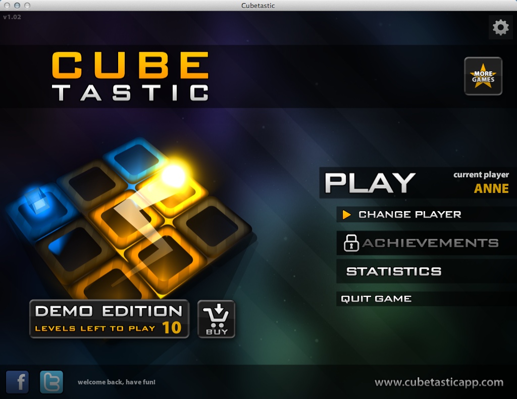 Cubetastic 1.0 : Main Menu