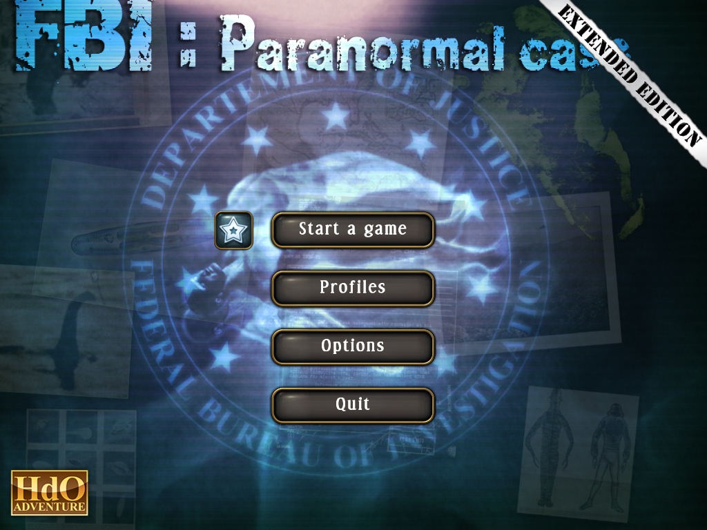 FBI: Paranormal Case 2.0 : Main menu