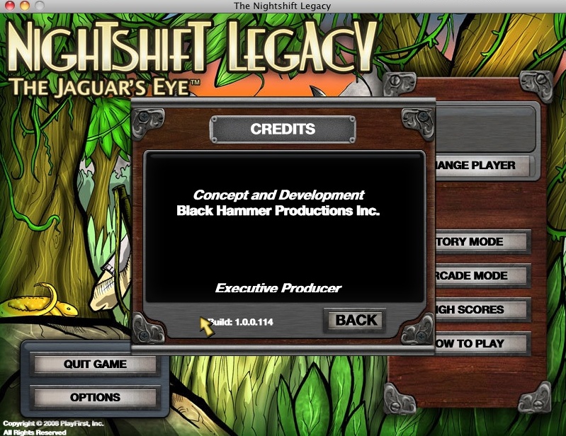 Nightshift Legacy: The Jaguar's Eye : Credits