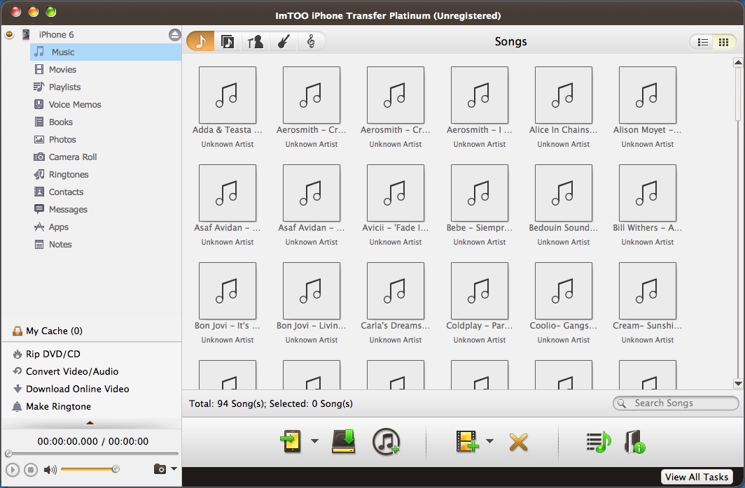 ImTOO iPhone Transfer Platinum 5.7 : Checking Music Files On iOS Device