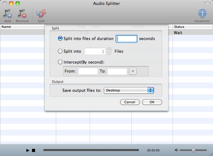 Audio Splitter 1.1 : Settings