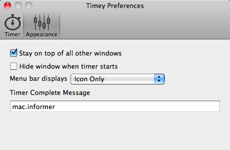 Timey 1.1 : Settings Window