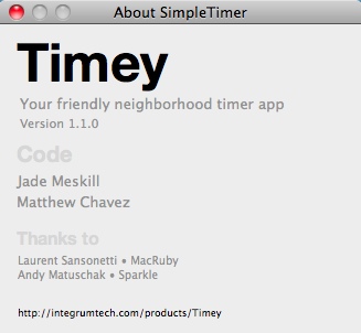 Timey 1.1 : About Window