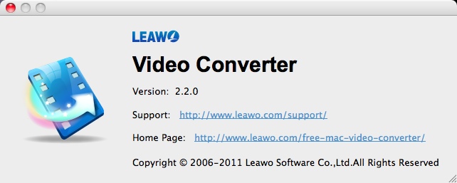 Leawo Video Converter 2.2 : About window