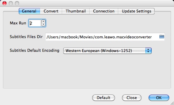 Leawo Video Converter 2.2 : Preferences window