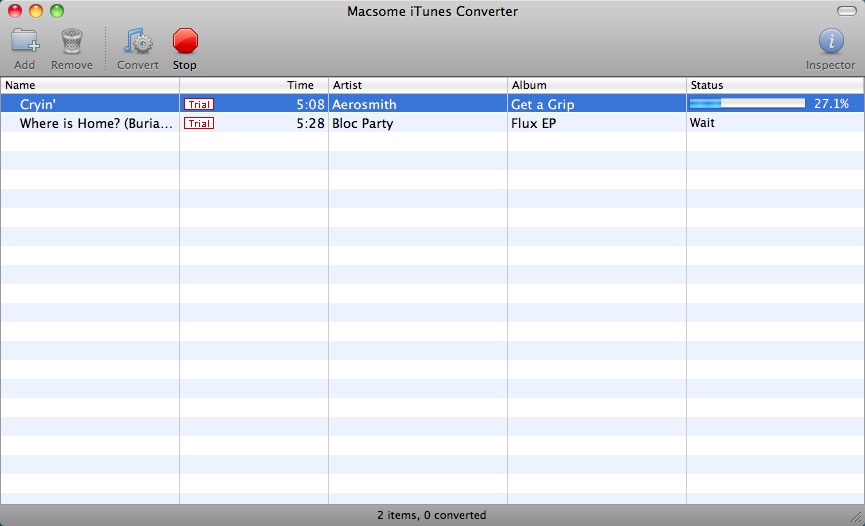 Macsome iTunes Music Converter 1.5 : Main Window