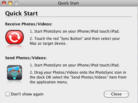 PhotoSync - wirelessly transfers your photos an... 1.1 : Quickstart
