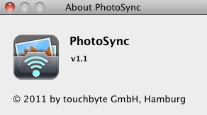 PhotoSync - wirelessly transfers your photos an... 1.1 : About window