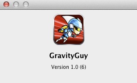 Gravity Guy 1.0 : About window