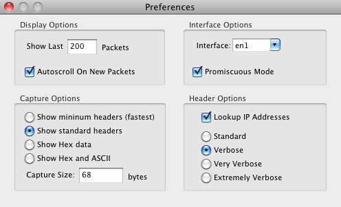 MacSniffer 1.0 : Preferences