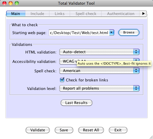 Total Validator 7.4 : Main Window