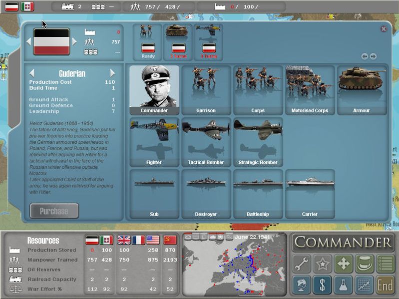 Commander - Europe At War 1.0 : Main window