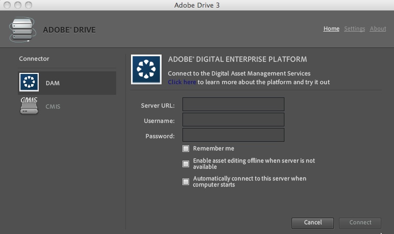 Adobe Drive CS4 3.0 : Main window